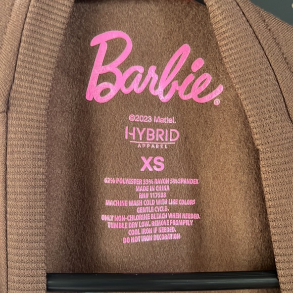 Hybrid Apparel Women's Barbie Squares Cozy Graphic Sweatshirt Sz XSmall Brown - Picture 5 of 6